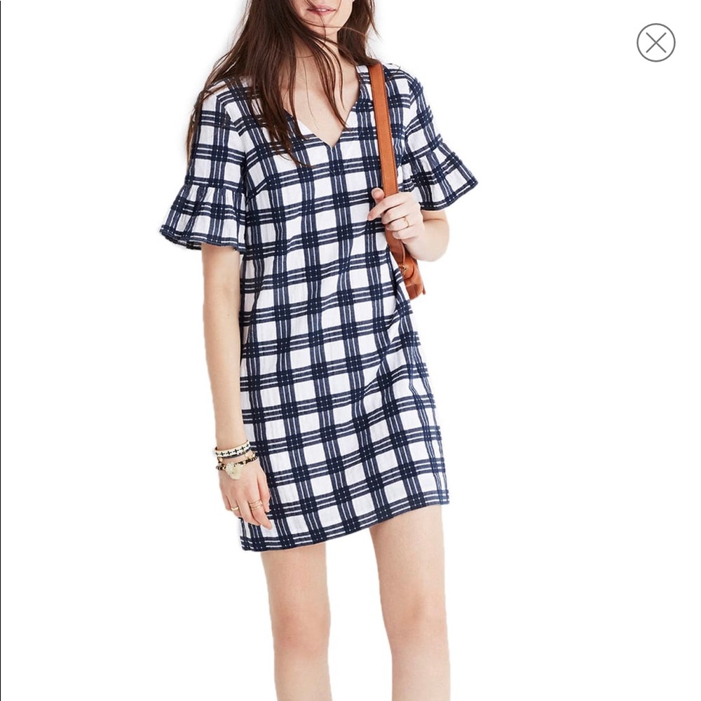 Madewell Leighton Plaid Bell Sleeve Dress